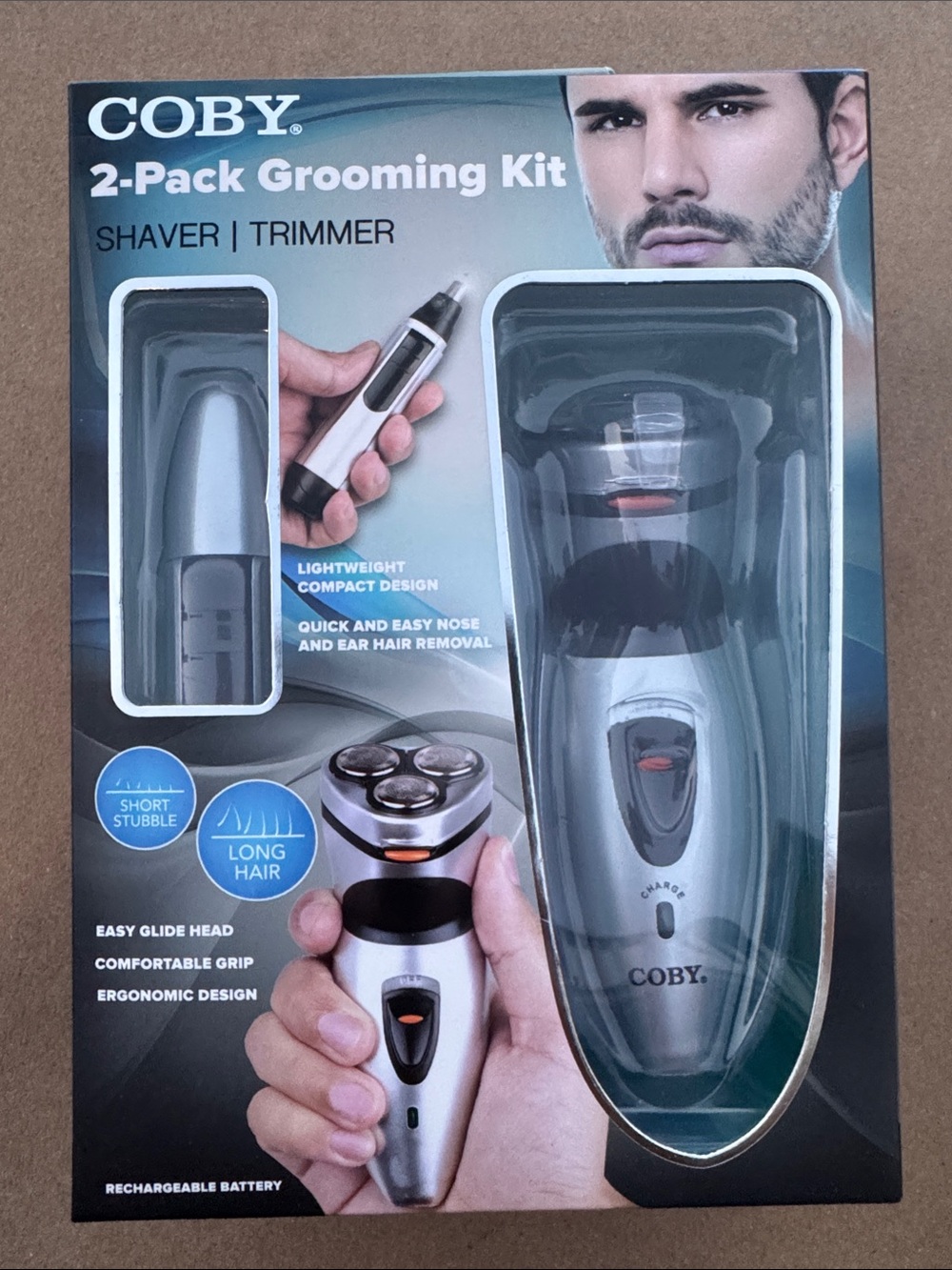 COBY Men's 2-Pack Grooming Kit – Silver/Black Shaver & Trimmer